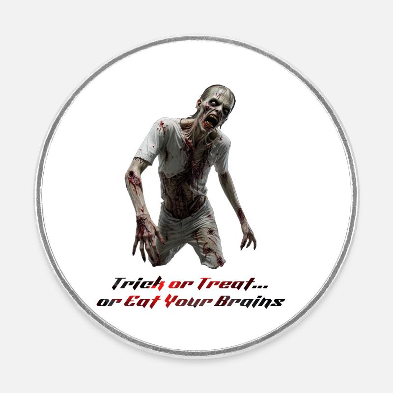Terrifying Zombie Walker – Halloween Horror Design - Round  fridge magnet - white