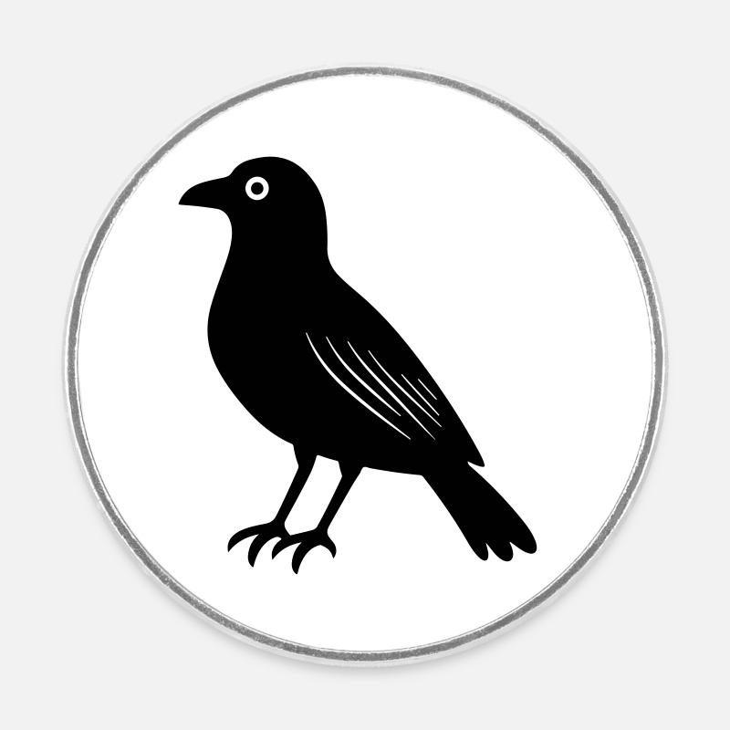 Raven - Round  fridge magnet - white
