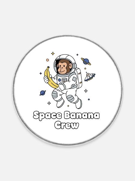 Space Banana Crew - Runder Kühlschrankmagnet - Weiß