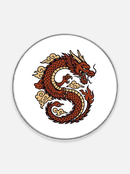 Chinese Dragon Mythical Red - Runder Kühlschrankmagnet - Weiß