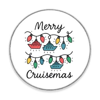 Merry Cruise Mas Funny Christmas Cruise - Round  fridge magnet - white - Front