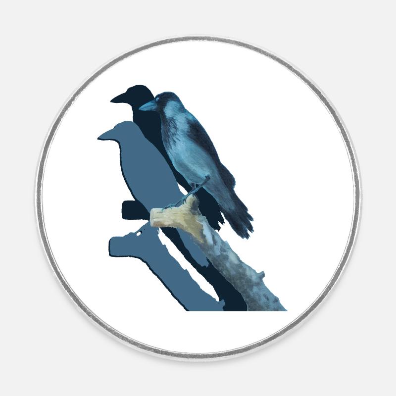 Crow's Luck - Round  fridge magnet - white