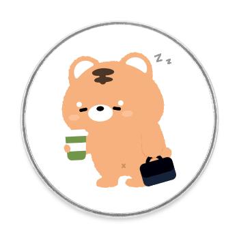 Tigre de Kawaii avec tasse de café - Magnet rond - blanc - Devant