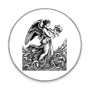 Greek goodess with a skull  - Round  fridge magnet - white - Front