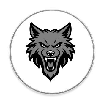 Wolf Kopf Logo - Runder Kühlschrankmagnet - Weiß - Vorne