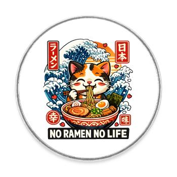 Ramen Cat Kanagawa - Round  fridge magnet - white - Front