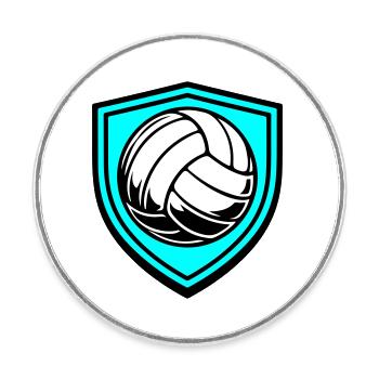 Blason du ballon de volley-ball - Magnet rond - blanc - Devant