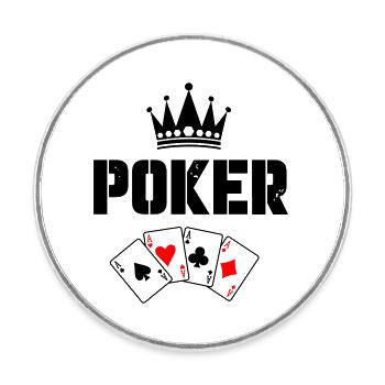 Cartes de poker - Magnet rond - blanc - Devant