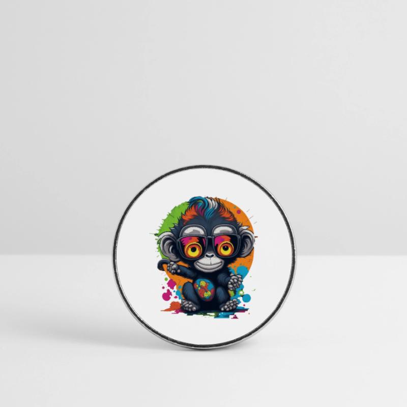 Neon Spectacled Monkey Splash - Monkey - Monkey Round  fridge magnet