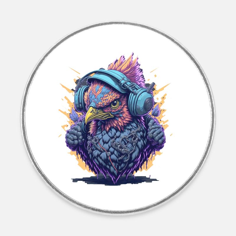 DJ avec un casque - Magnet rond - blanc