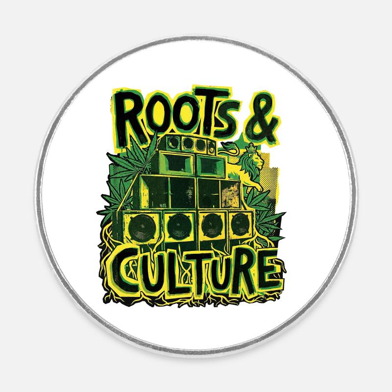 Roots Culture Dub Reggae - Magnet rond - blanc