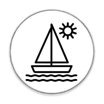 Segelschiff - Runder Kühlschrankmagnet - Weiß - Vorne