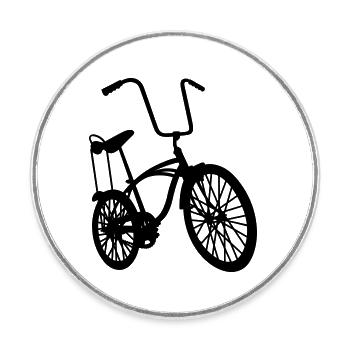 old school retro bike - Magnet rond - blanc - Devant