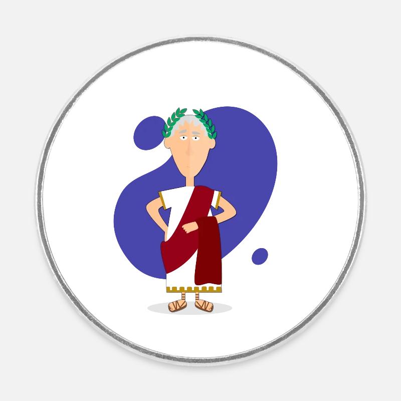 Portrait de Jules César, empereur romain - Magnet rond - blanc