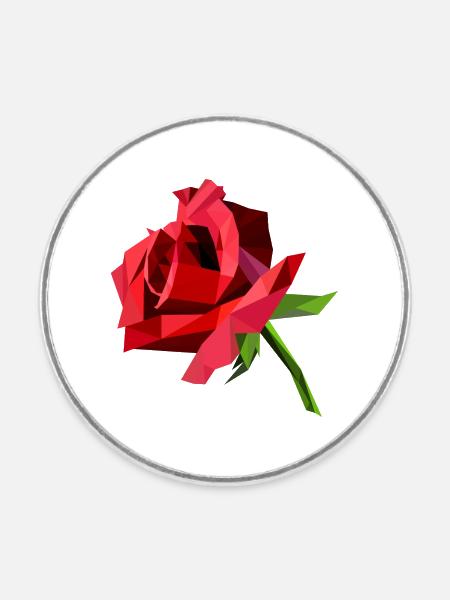 Rose Low Poly - Runder Kühlschrankmagnet - Weiß