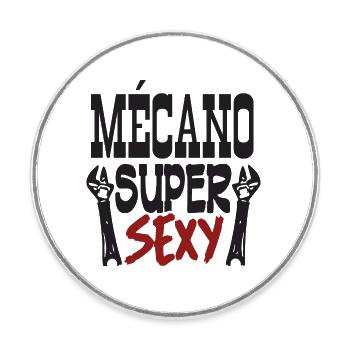 mécano super sexy - Magnet rond - blanc - Devant