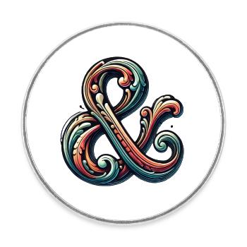 Icône Signe élégant Logo Emblème Pour Et - Magnet rond - blanc - Devant
