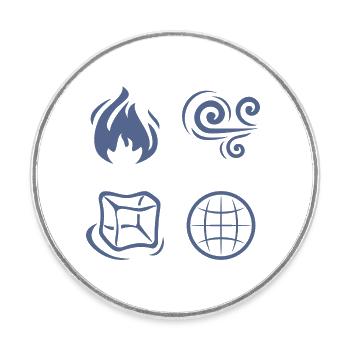Wind, fire, earth and water - Round  fridge magnet - white - Front