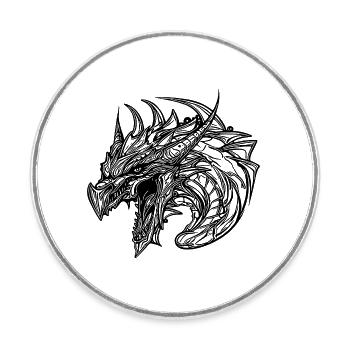 Dragon sifflant en robe à écailles de tatouage - Magnet rond - blanc - Devant