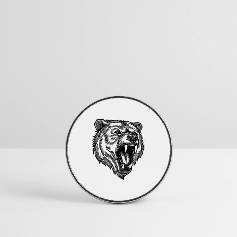 Wild evil bear head with sharp teeth Round  fridge magnet