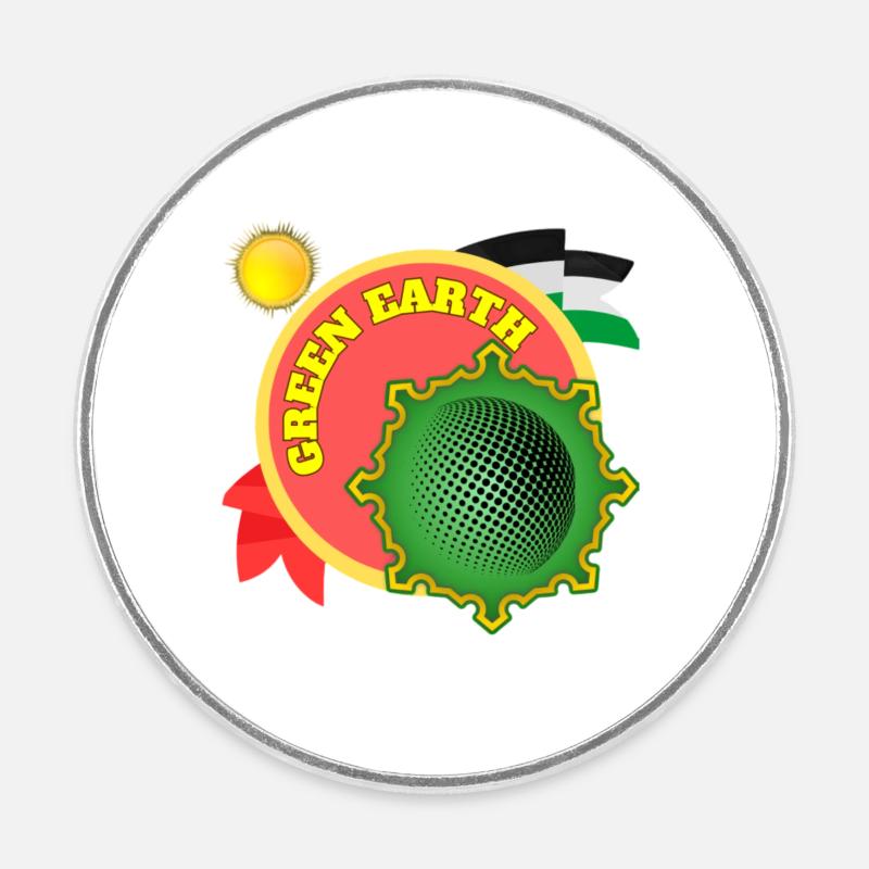 Green Earth - Round  fridge magnet - white