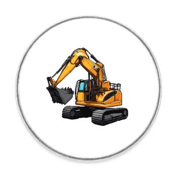 Bagger / Baustelle / Maschine /graben / Schaufel - Runder Kühlschrankmagnet - Weiß - Vorne