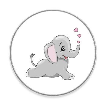 Lying happy baby elephant - Round  fridge magnet - white - Front