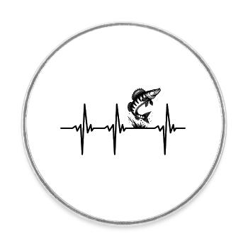 Heartbeat for zander and predatory fish Sport fishing - Round  fridge magnet - white - Front