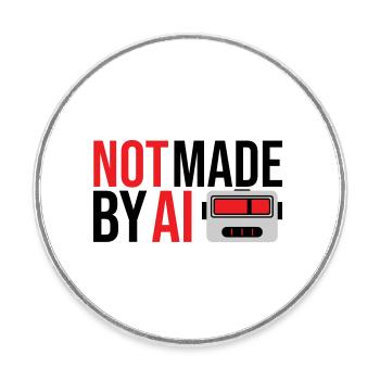 Not made by AI - Runder Kühlschrankmagnet - Weiß - Vorne