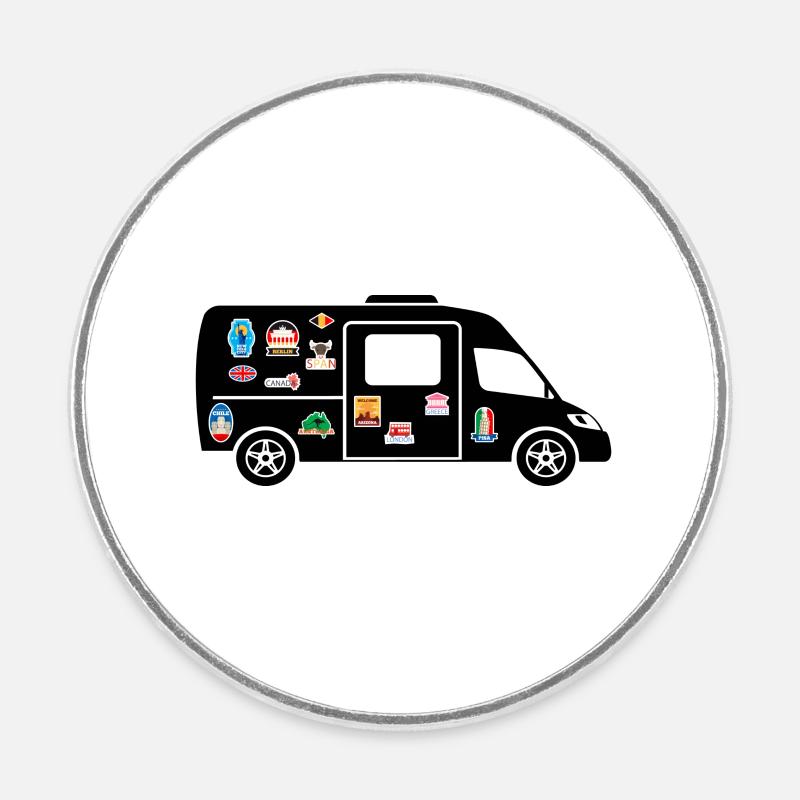 Van mit Aufklebern - Runder Kühlschrankmagnet - Weiß