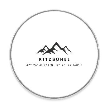 Minimalistisches Kitzbühel-Logo - Runder Kühlschrankmagnet - Weiß - Vorne