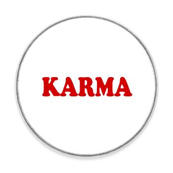 Karma - Round  fridge magnet - white - Front