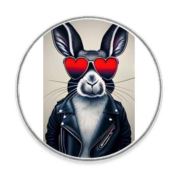 Lässiger Biker alter Hase Herzchen - Runder Kühlschrankmagnet - Weiß - Vorne