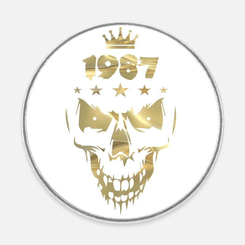 Skull Gold (1987) - Magnet rond - blanc
