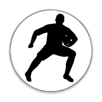 Rugby player defends ball - Round  fridge magnet - white - Front