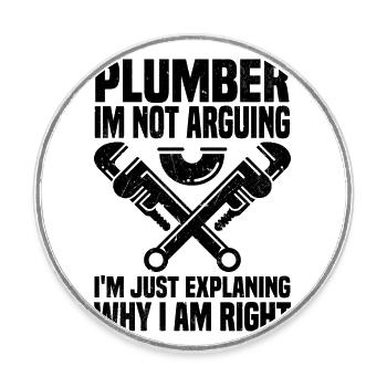 Plumber - Round  fridge magnet - white - Front