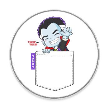 Shirt Pocket Vampir Chibi - Runder Kühlschrankmagnet - Weiß - Vorne