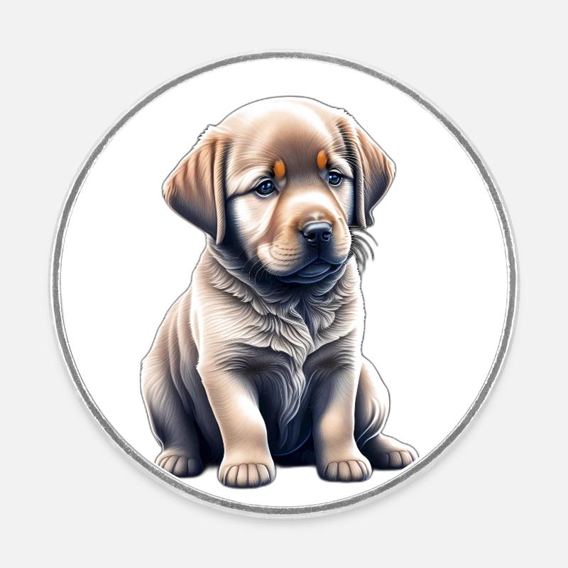 Mignon chiot Labrador - Magnet rond - blanc