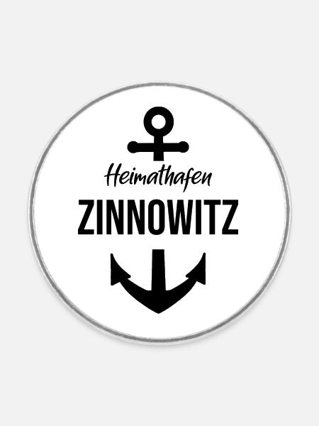 Heimathafen Zinnowitz - Runder Kühlschrankmagnet - Weiß