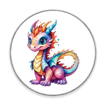 Drache Wasserfarben - Runder Kühlschrankmagnet - Weiß - Vorne