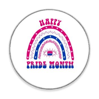 Boho Rainbow Happy Pride Mois Bisexuel - Magnet rond - blanc - Devant