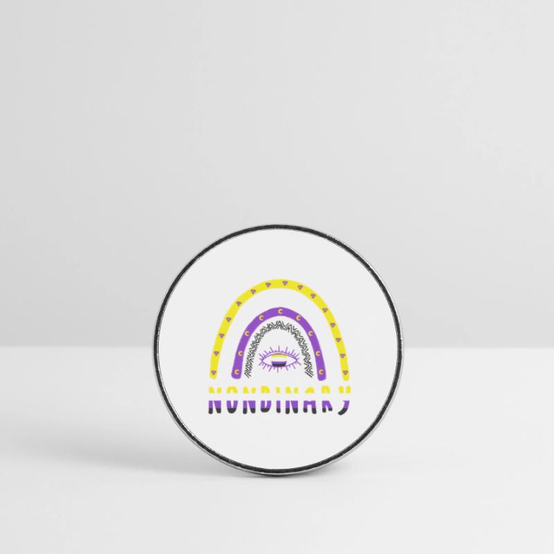 Boho Rainbow Nonbinary Round  fridge magnet