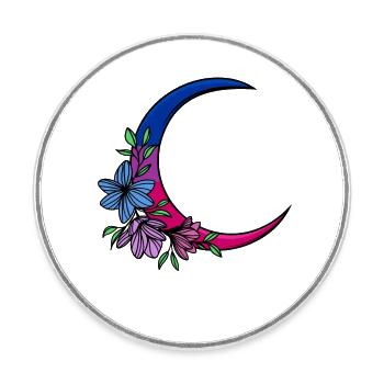 Lune bisexuelle LGBT Bisexual Pride - Magnet rond - blanc - Devant
