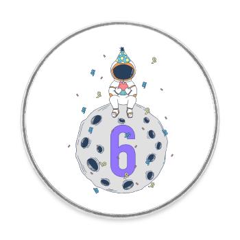 Fête d’anniversaire de l’espace du 6ème anniversaire - Magnet rond - blanc - Devant