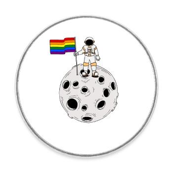 Astronaute gay LGBT Gay Pride Drapeau - Magnet rond - blanc - Devant