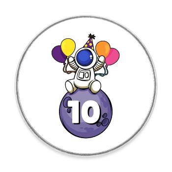 10 Jahre alt Weltraum Geburtstag 10. - Runder Kühlschrankmagnet - Weiß - Vorne