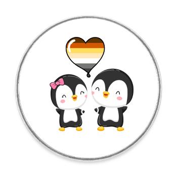 Gay Bear Pride Pinguin-Paar - Runder Kühlschrankmagnet - Weiß - Vorne