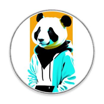Panda en sweat à capuche - Magnet rond - blanc - Devant