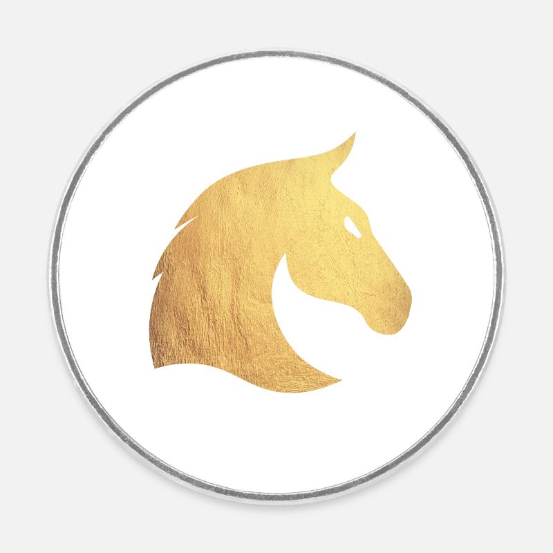 Goldenes Pferd - Runder Kühlschrankmagnet - Weiß