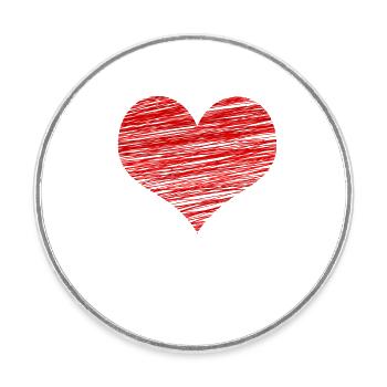 Saint Valentin - coeur romantique - Magnet rond - blanc - Devant